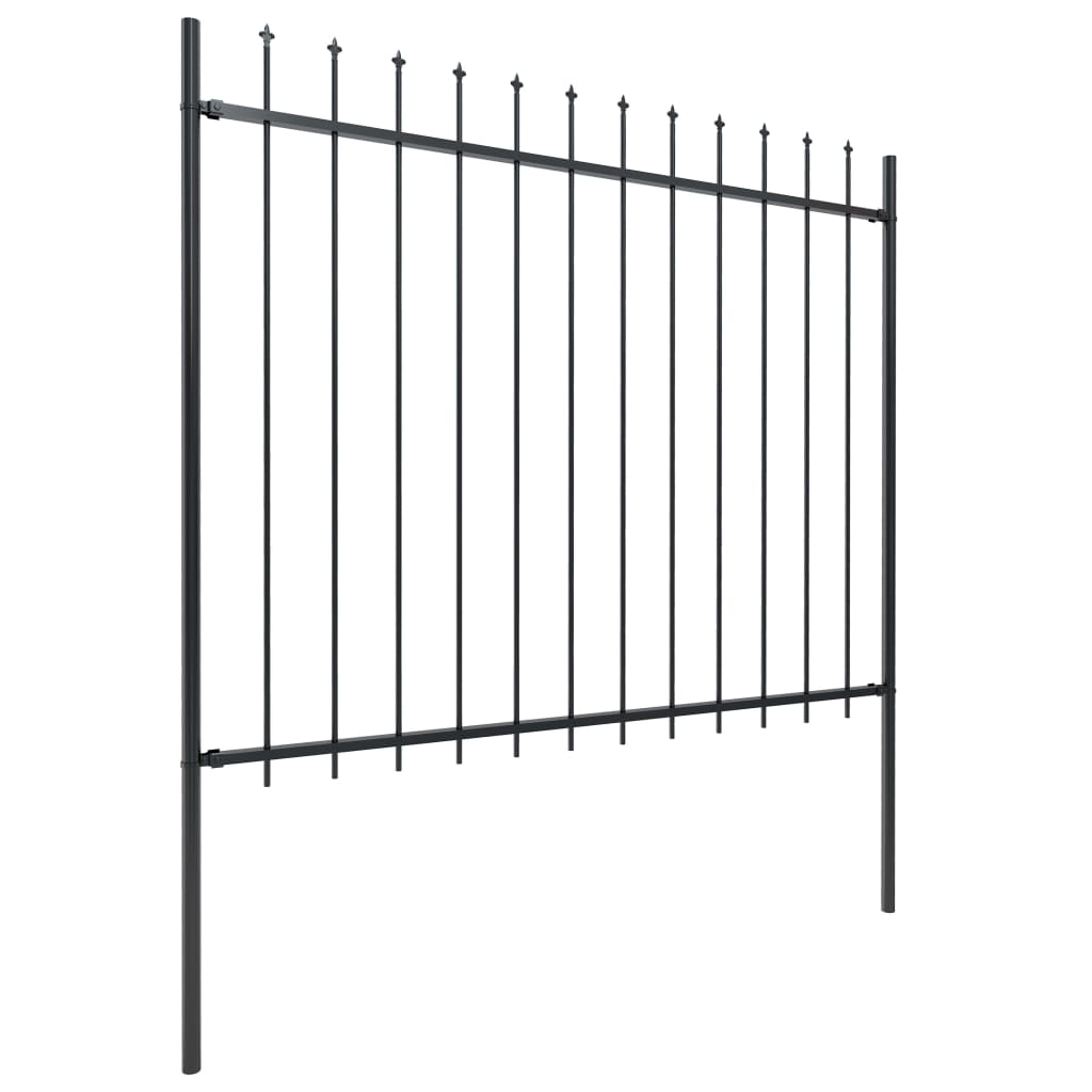 Vidaxl Garden Staket med Spears Top 6.8x1.5 M Steel Black