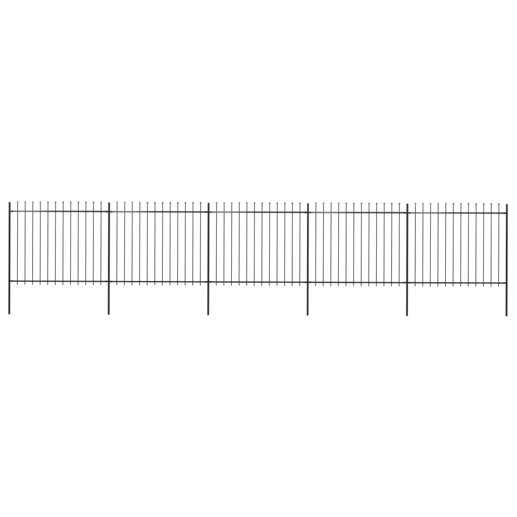 Vidaxl Garden Fence With Spears Top 8.5x1.5 m de acero negro