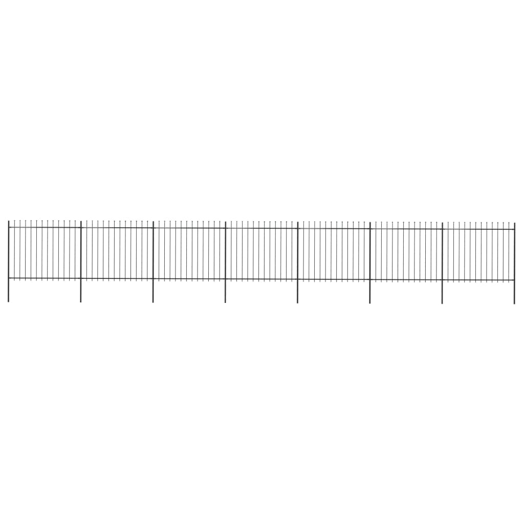 Vidaxl Garden Fence avec Spears Top 11.9x1,5 m en acier noir