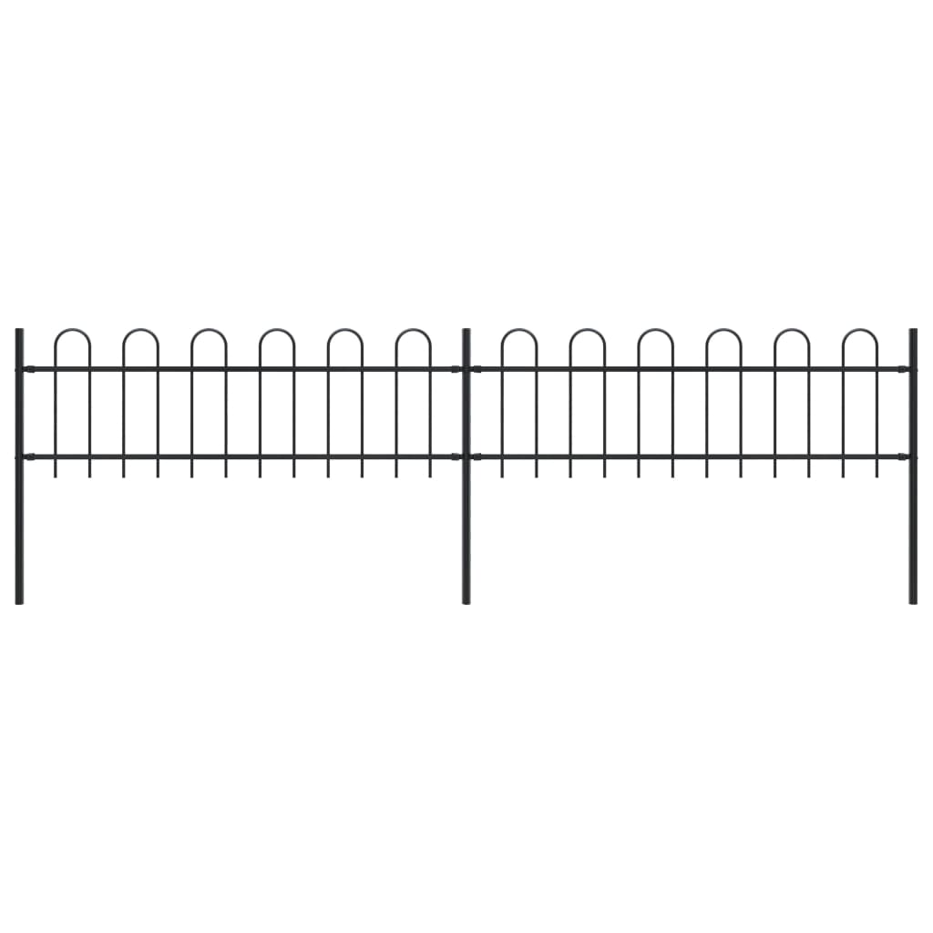 Vidaxl garden fence with round top 3.4x0.6 m steel black