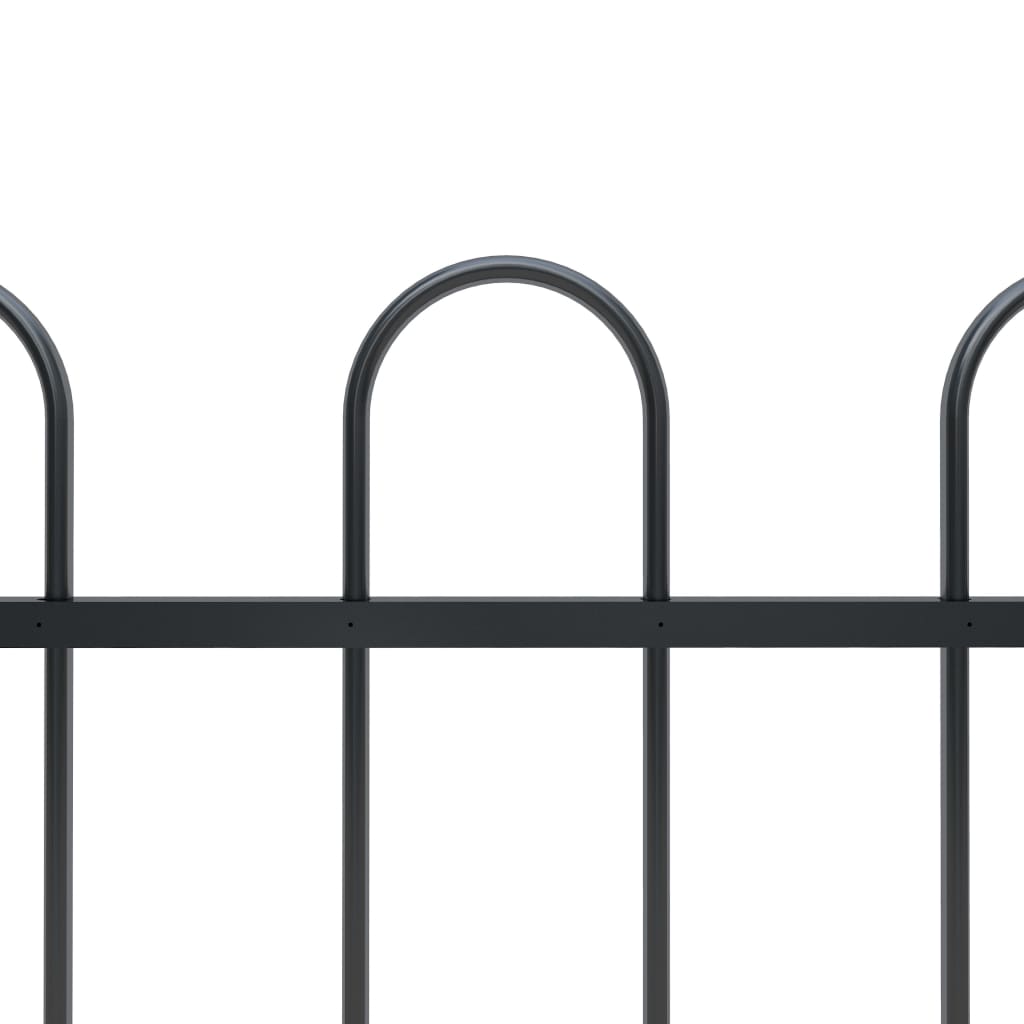 Vidaxl garden fence with round top 3.4x0.6 m steel black