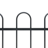 Vidaxl garden fence with round top 3.4x0.6 m steel black