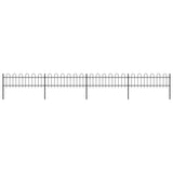 Vidaxl garden fence with round top 6.8x0.6 m steel black