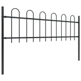 Vidaxl garden fence with round top 6.8x0.6 m steel black