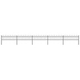 Vidaxl garden fence with round top 8.5x0.6 m steel black