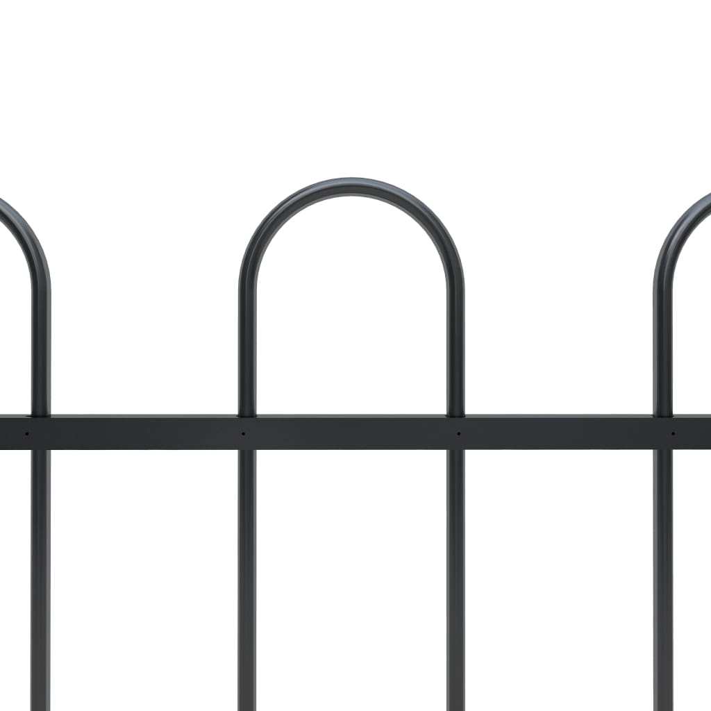 Vidaxl garden fence with round top 10.2x0.6 m steel black