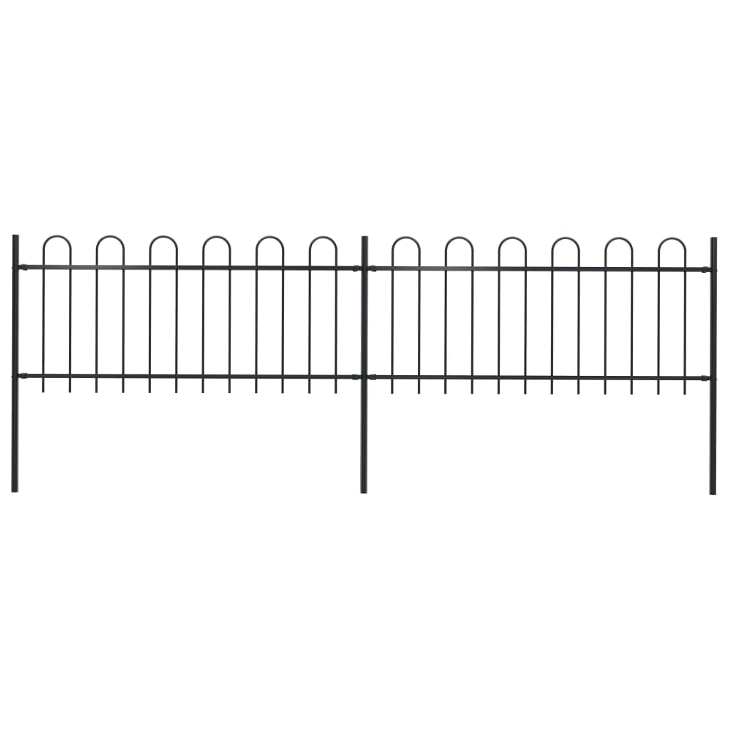 Vidaxl Garden Fence con top redonda de 3.4x0.8 m de acero negro