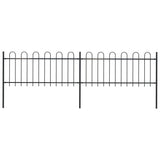 Vidaxl Garden Fence z okrągłym najlepszym 3,4x0,8 m stalowy czarny