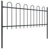 Vidaxl Garden Fence avec haut rond 11.9x0,8 m en acier noir