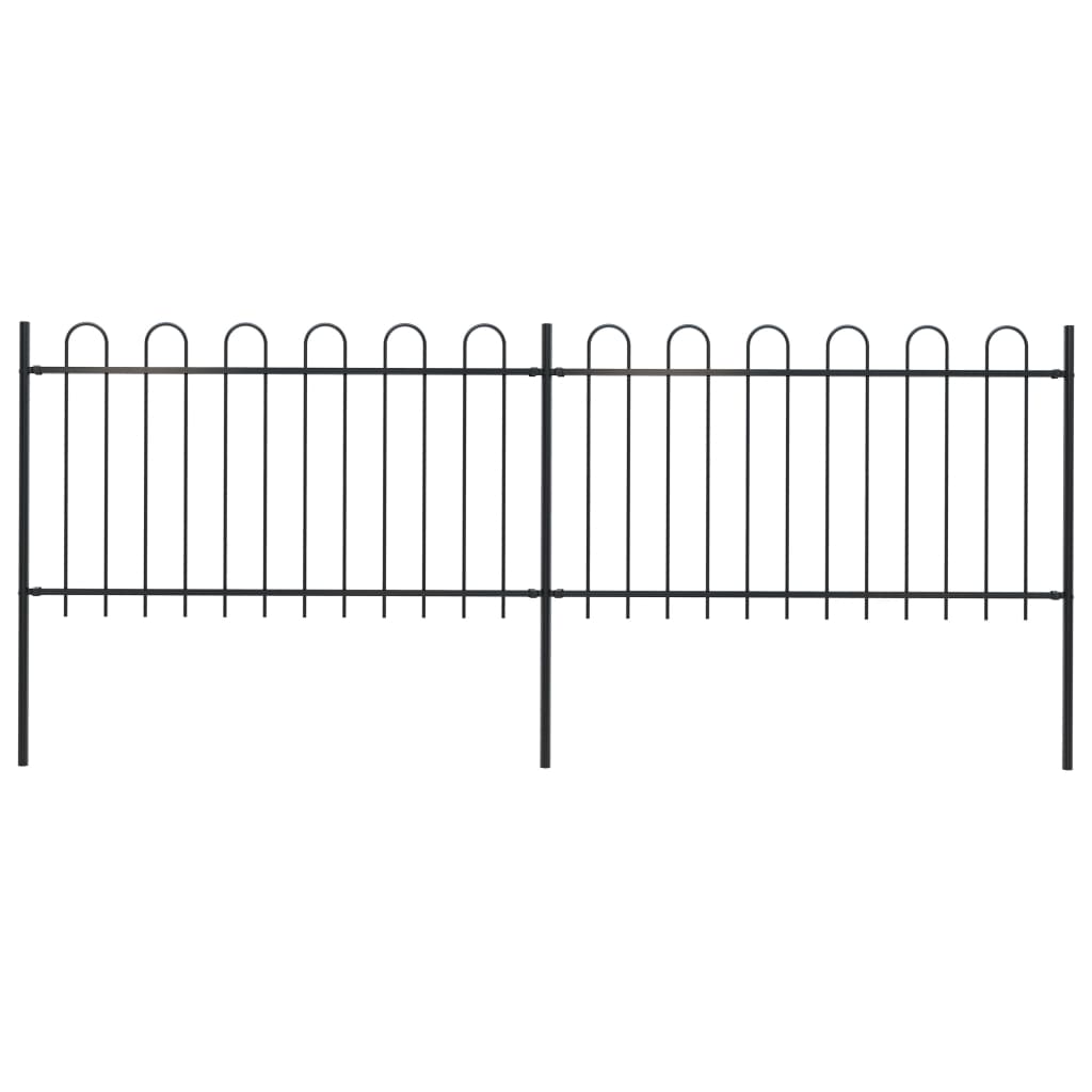 Vidaxl Garden Fence con top redonda de 3.4x1 m de acero negro