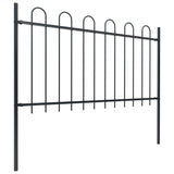 Vidaxl garden fence with round top 3.4x1 m steel black