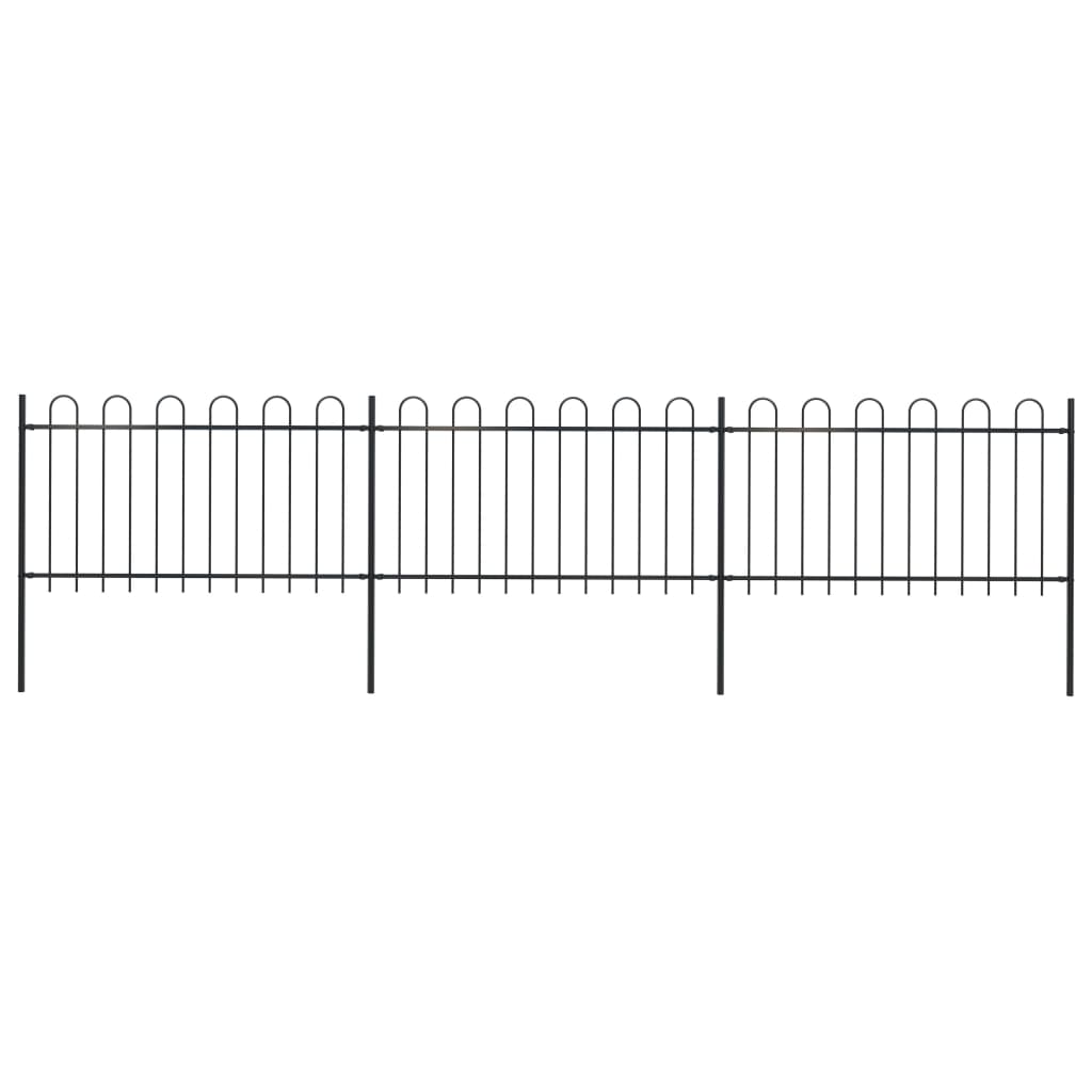 Vidaxl Garden Fence med Round Top 5.1x1 M stål svart