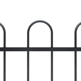 Vidaxl garden fence with round top 8.5x1 m steel black