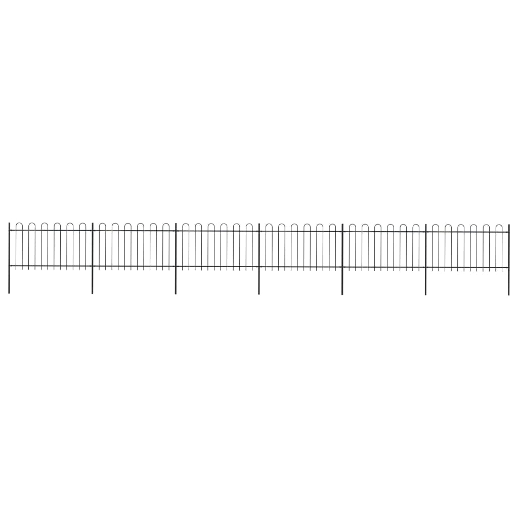 Vidaxl Garden Fence avec un haut rond 10,2x1 m en acier noir