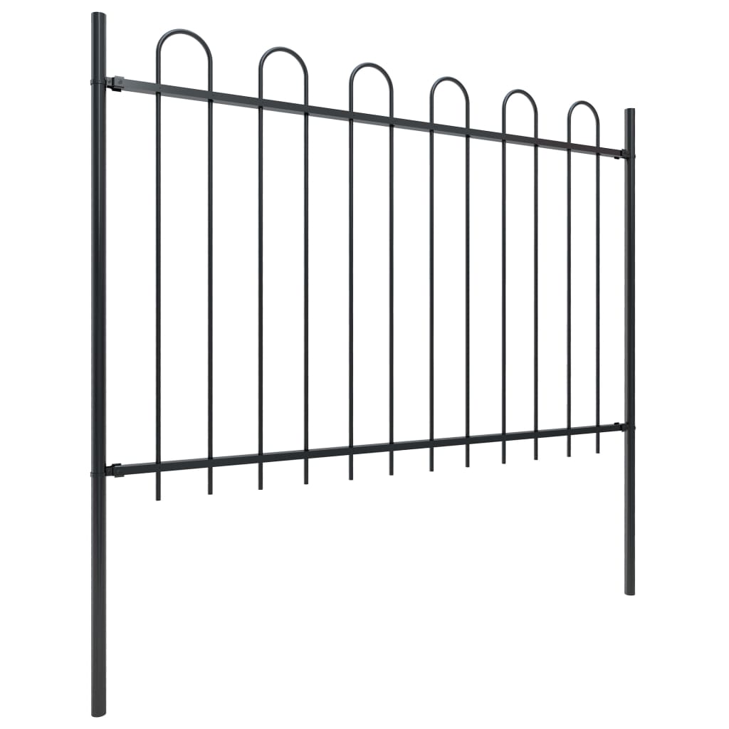 Vidaxl Garden Staket med runda topp 13.6x1.2 M Steel Black