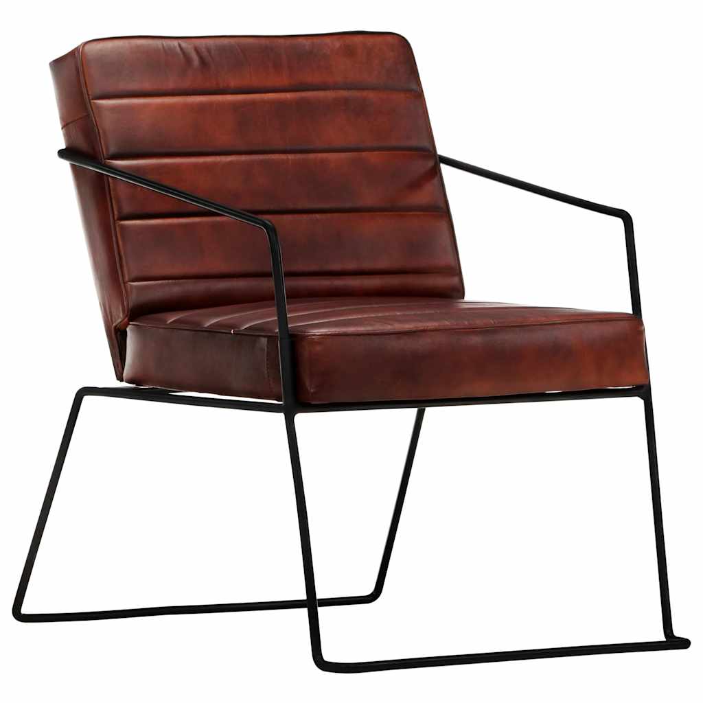Vidaxl fauteuil echt leer donkerbruin