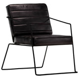 Vidaxl fauteuil echt leer zwart