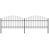 Vidaxl Garden Fence With Spears Top (1-1.25) X3.4 M stål svart