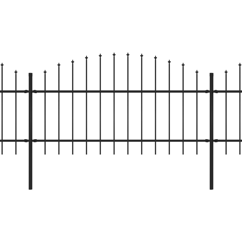 Vidaxl Garden Fence With Spears Top (1-1.25) X3.4 M stål svart