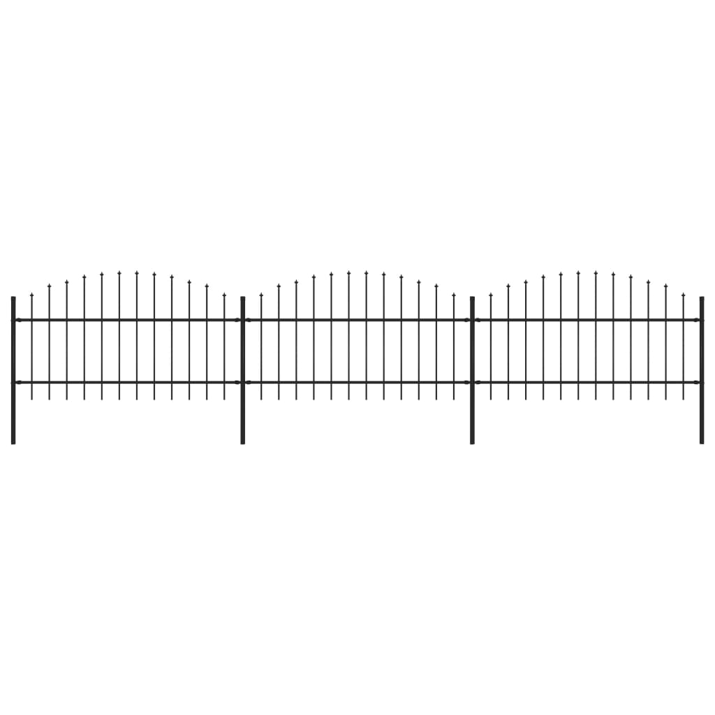 Vidaxl Havehegn med spyd top (1-1,25) x5,1 m stål sort