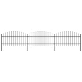 Vidaxl garden fence with spears top (1-1.25) x5.1 m steel black