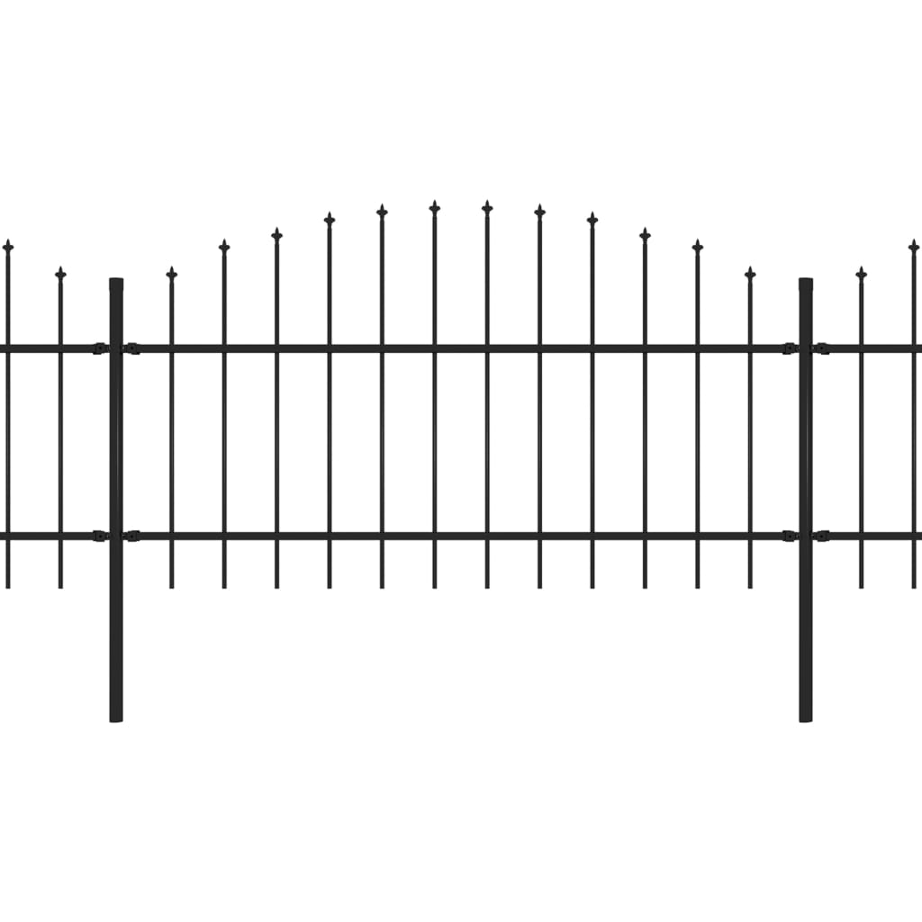 VidaXL Tuinhek met speren bovenkant (1-1,25)x5,1 m staal zwart