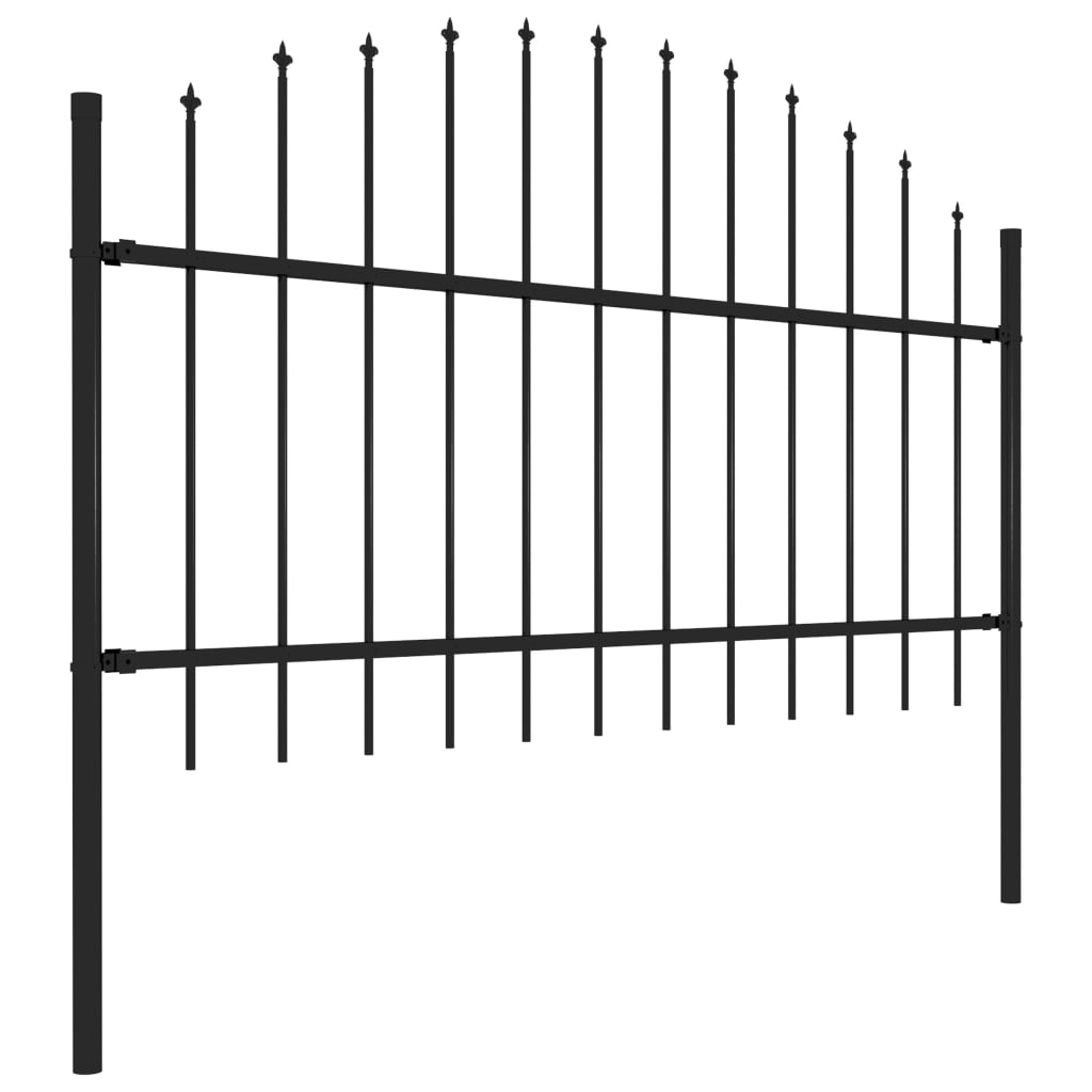 Clôture de jardin vidaxl avec haut de lance (1-1,25) x5,1 m en acier noir