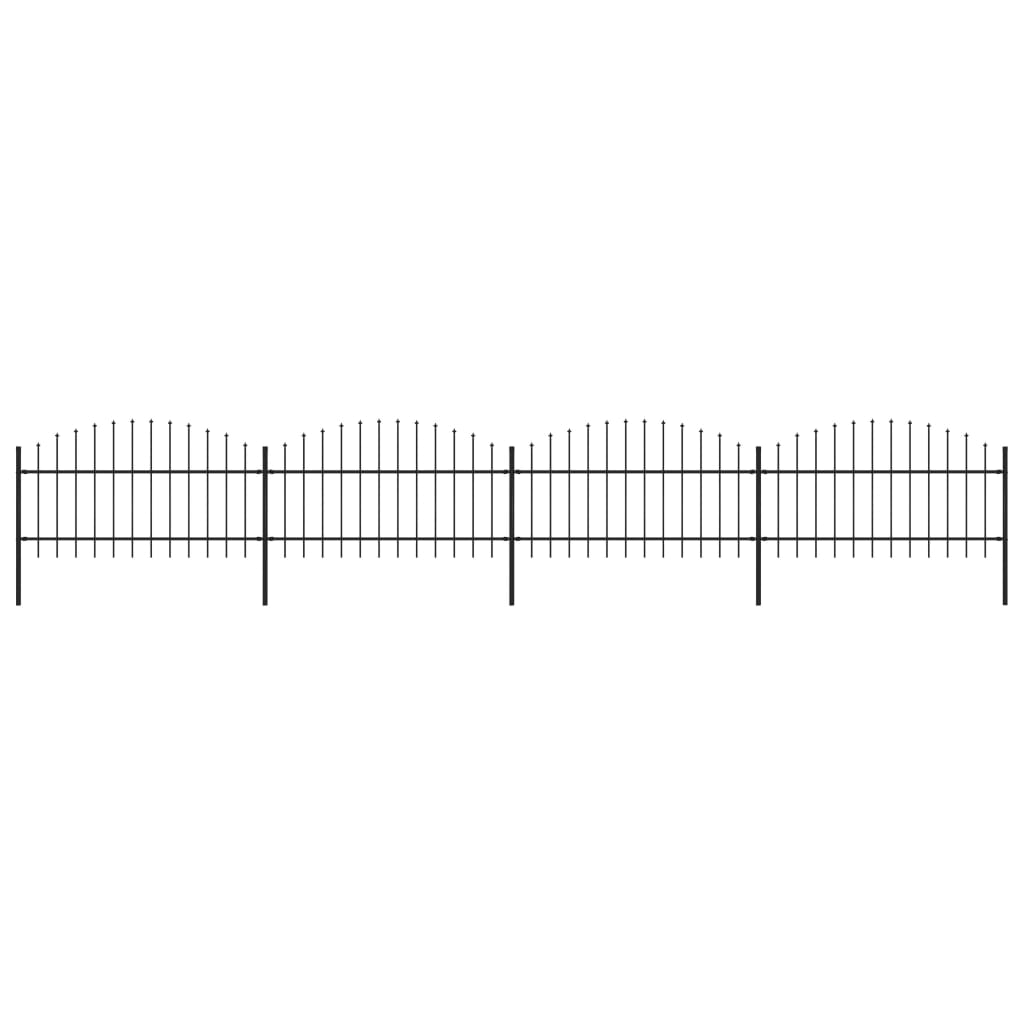 Vidaxl Garden Fence con Spears Top (1-1,25) x6,8 m in acciaio nero