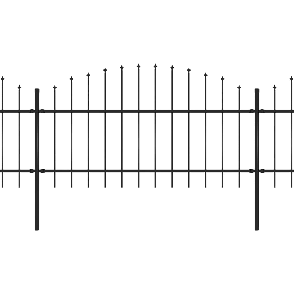 Bidaxl Garden Staket med Spears Top (1-1,25) x13,6 m stålsvart