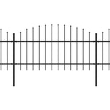 VidaXL Tuinhek met speren bovenkant (1-1,25)x13,6 m staal zwart