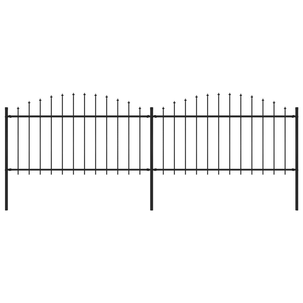 Vidaxl Garden Fence With Spears Top (1.25-1.5) x3.4 m de acero negro