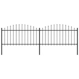 Vidaxl garden fence with spears top (1.25-1.5) x3.4 m steel black