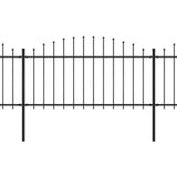 Vidaxl Garden Fence With Spears Top (1.25-1.5) x3.4 m de acero negro