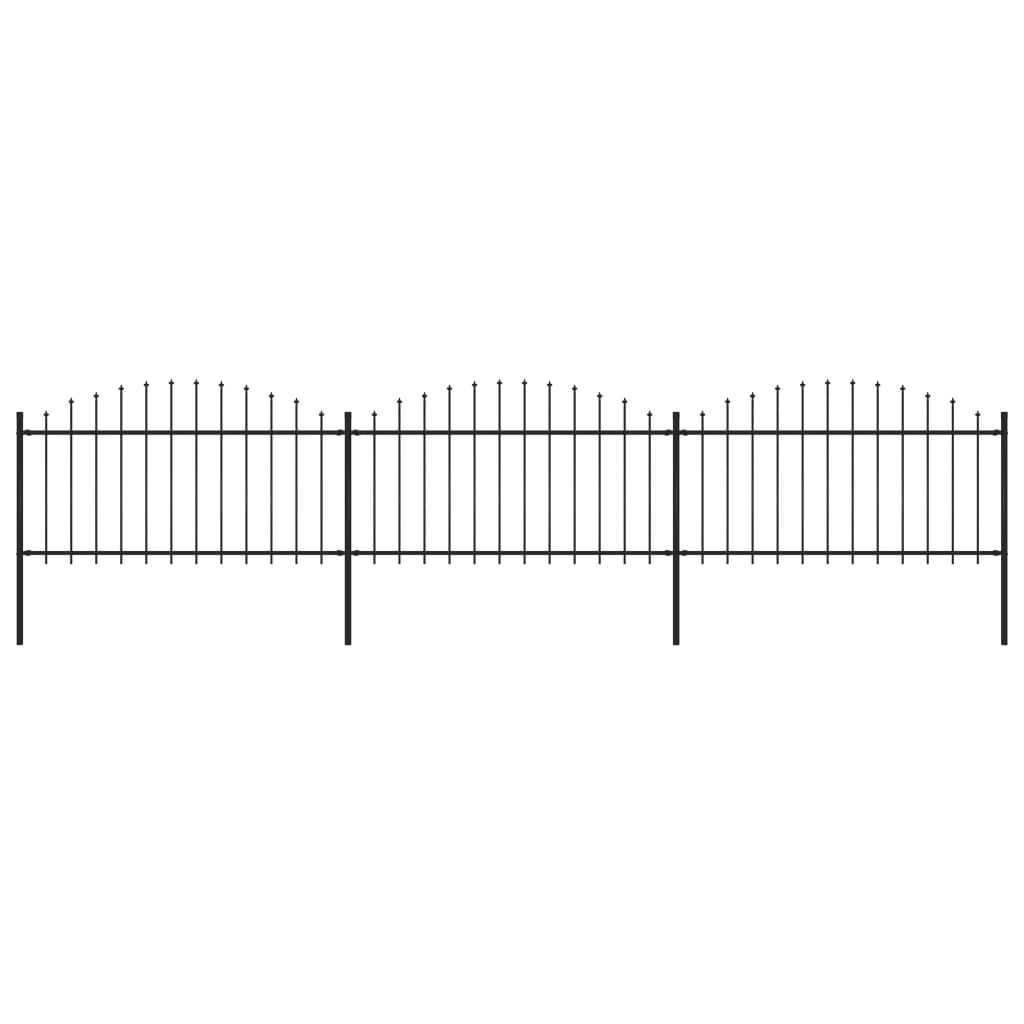 VidaXL Tuinhek met speren bovenkant (1,25-1,5)x5,1 m staal zwart