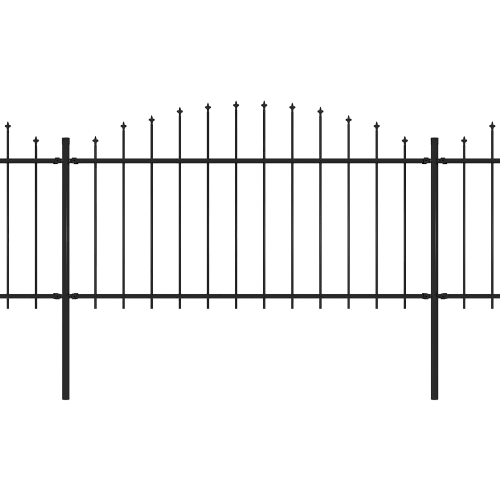 VidaXL Tuinhek met speren bovenkant (1,25-1,5)x5,1 m staal zwart