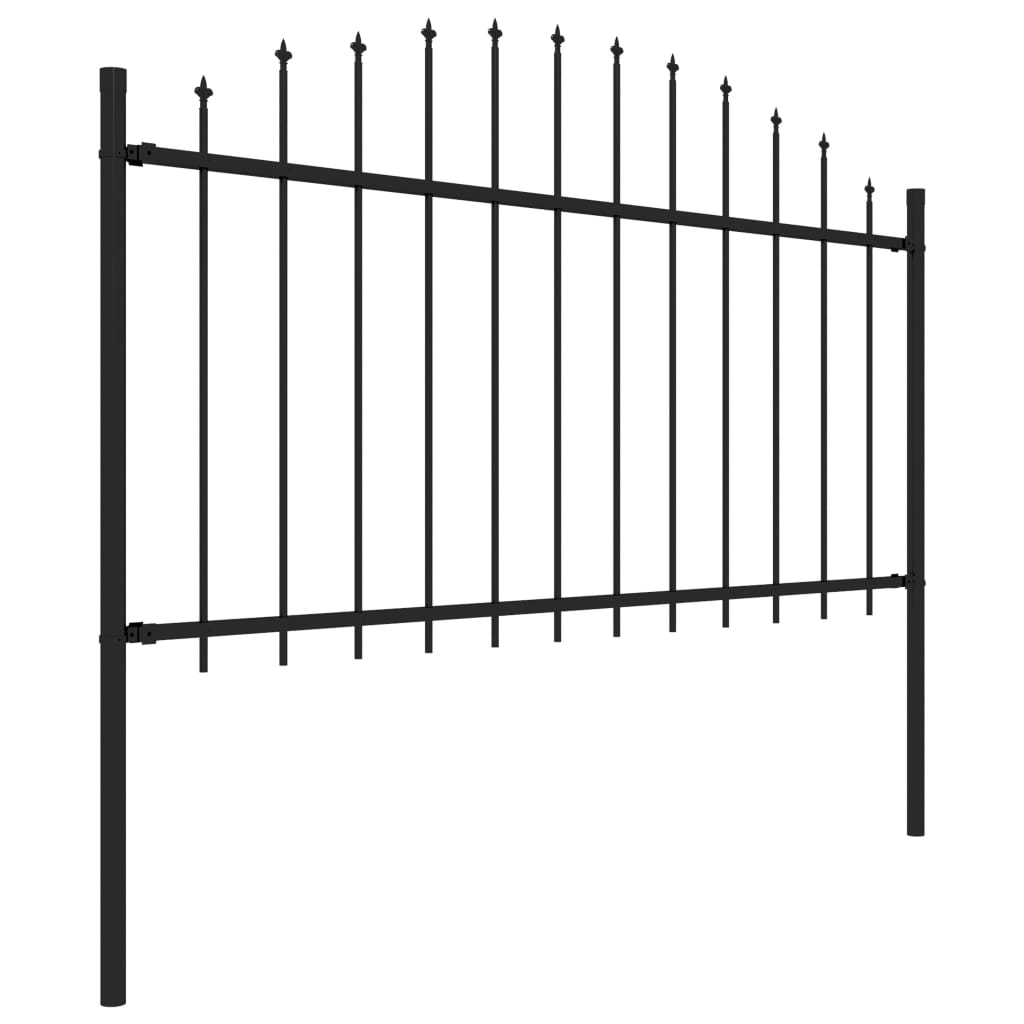 Vidaxl Garden Fence with Spears Top (1,25-1,5) x5,1 m en acier noir