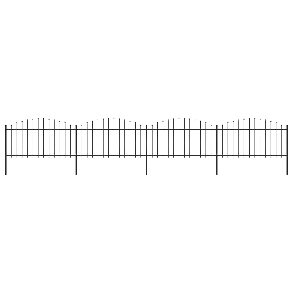 Vidaxl Havehegn med spyd top (1,25-1,5) x6,8 m stål sort