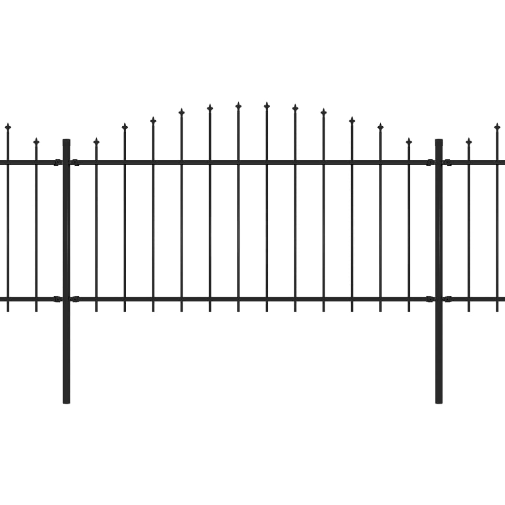 Vidaxl Garden Fence with Spears Top (1,25-1,5) x6,8 m en acier noir