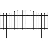 Vidaxl Garden Fence with Spears Top (1,25-1,5) x6,8 m en acier noir