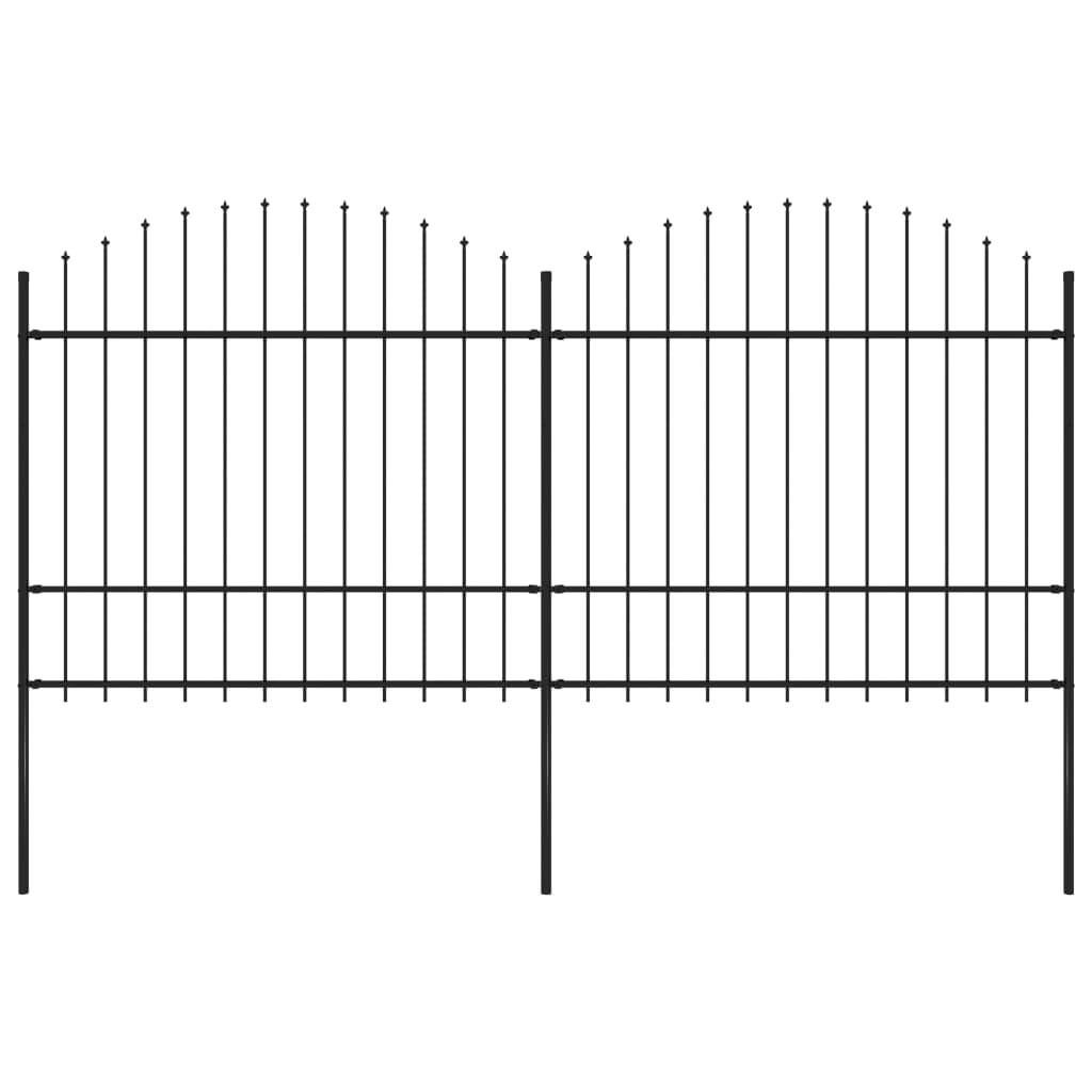 Vidaxl Garden Fence con Spears Top (1,5-1,75) x3,4 m in acciaio nero