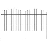 Vidaxl Garden Fence With Spears Top (1,5-1,75) x3,4 m stål svart