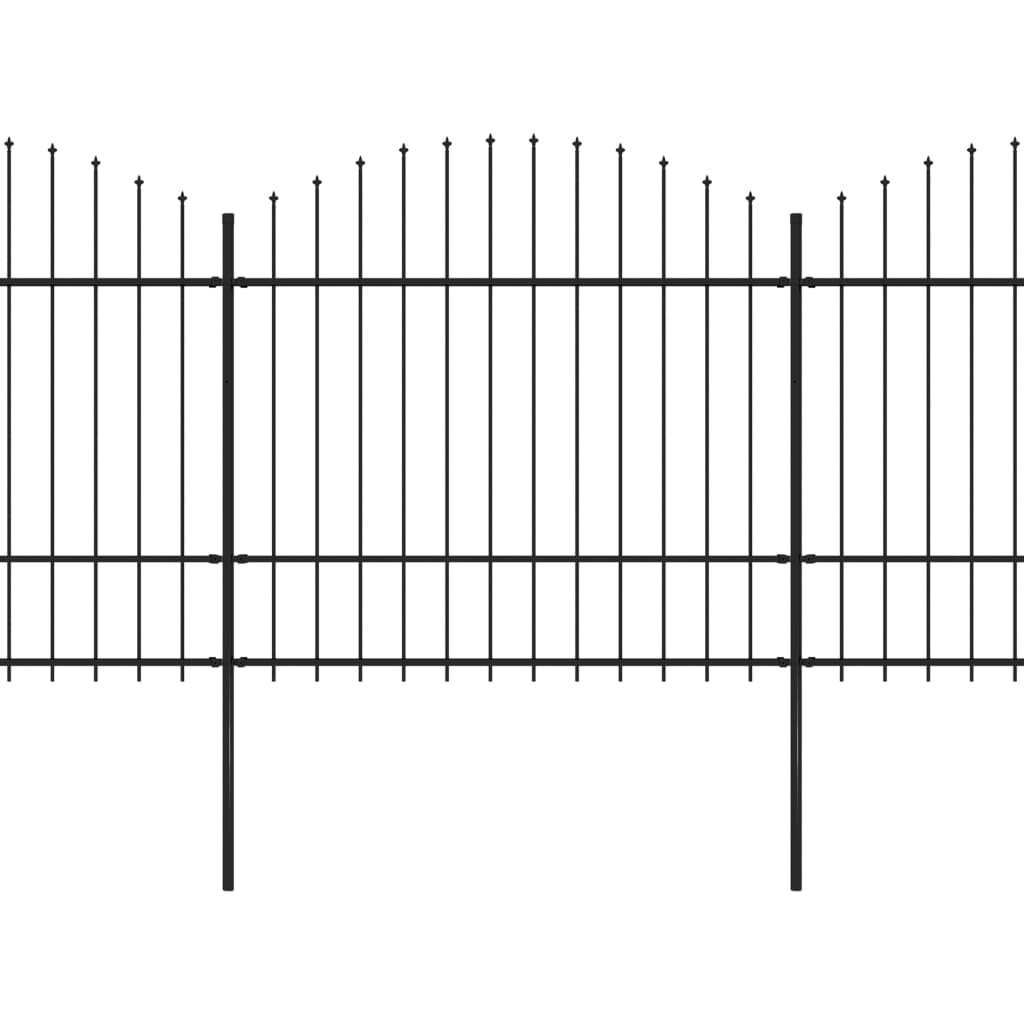 Vidaxl Garden Fence With Spears Top (1,5-1,75) x3,4 m stål svart