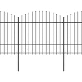 Vidaxl Garden Staket med Spears Top (1,5-1,75) x3,4 m stålsvart