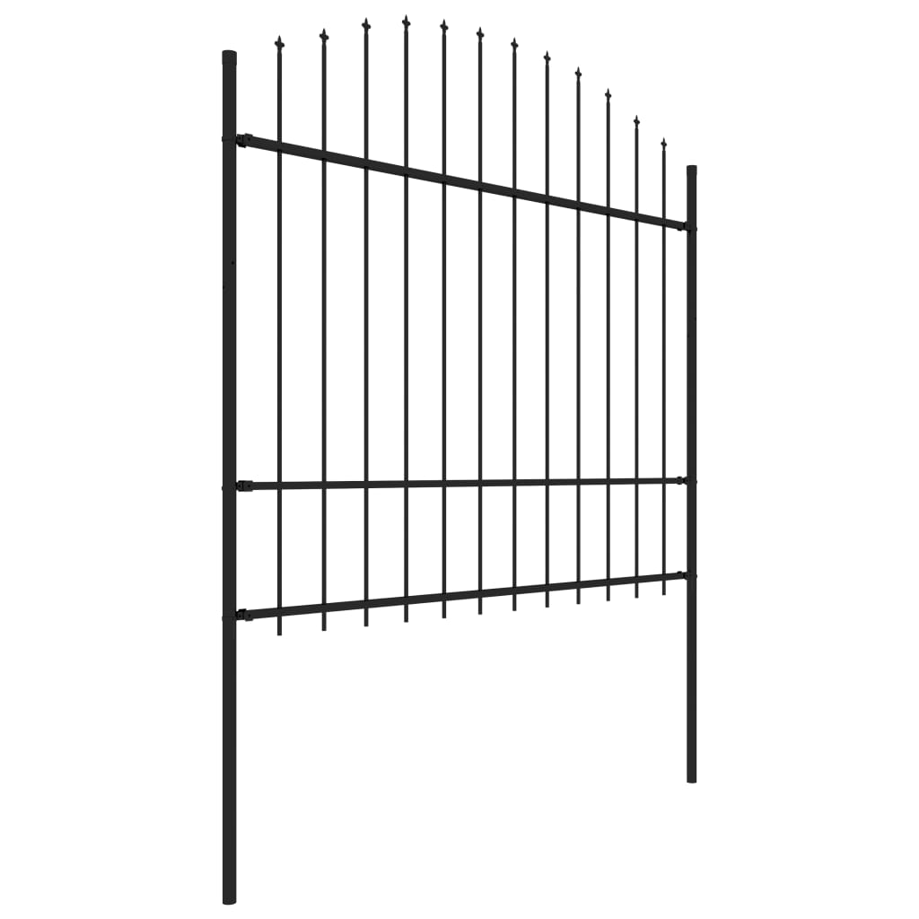 Vidaxl Garden Fence con Spears Top (1,5-1,75) x3,4 m in acciaio nero