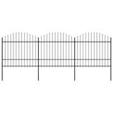 Vidaxl Garden Fence With Spears Top (1.5-1.75) x5.1 m de acero negro