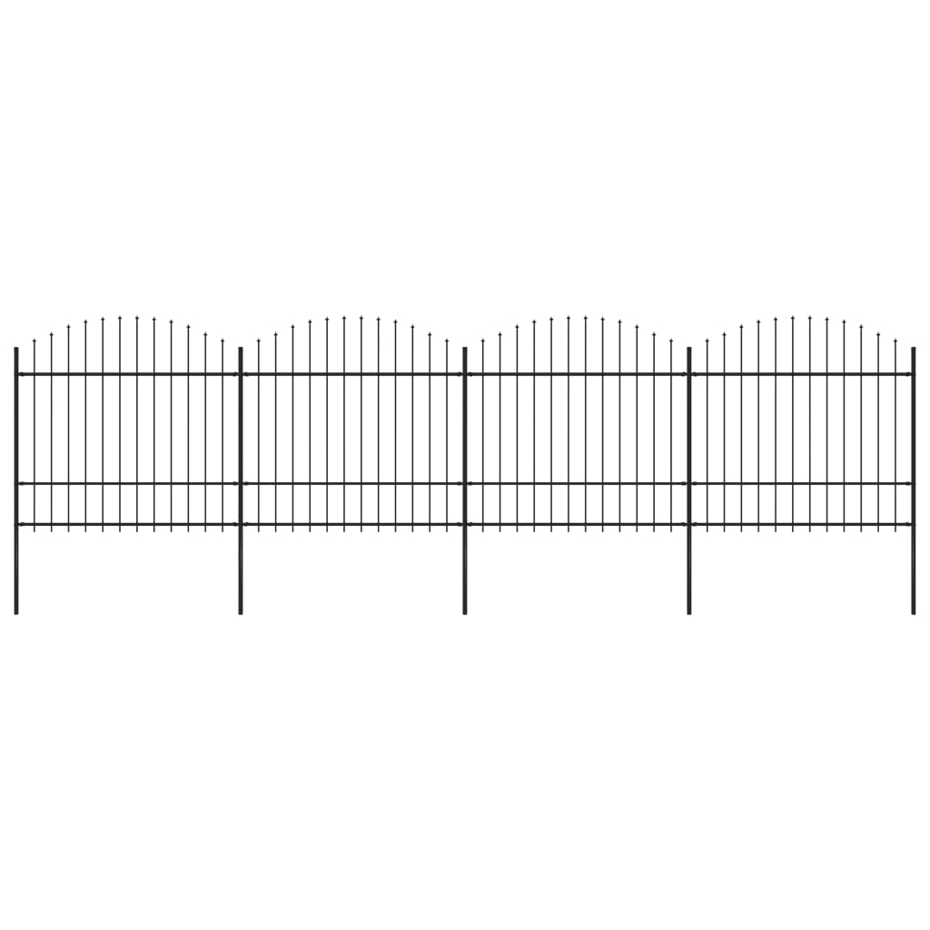 Vidaxl Garden Fence With Spears Top (1,5-1,75) x6,8 m stål svart