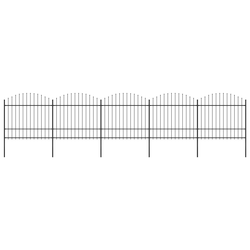 Vidaxl Garden Fence s vrcholem Spears (1,5-1,75) x8,5 m ocel černá