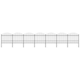 Vidaxl Garden Fence with Spears Top (1,5-1.75) x11,9 m en acier noir