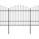 VidaXL Tuinhek met speren bovenkant (1,5-1,75)x11,9 m staal zwart