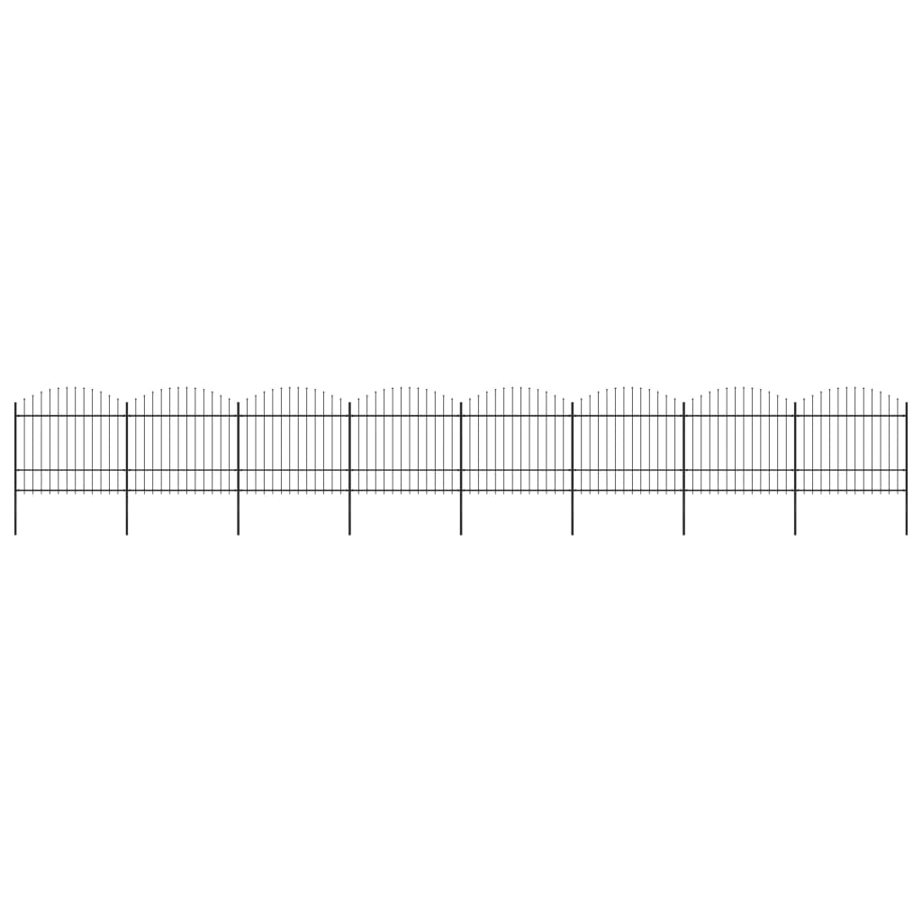 Vidaxl Garden Fence with Spears Top (1,5-1,75) x13,6 m en noir